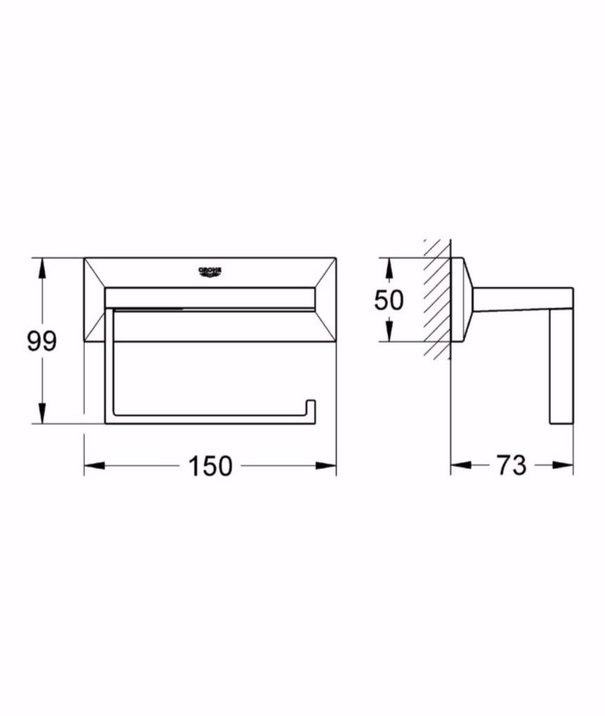 Держатель для туалетной бумаги GROHE Allure Brilliant без крышки, хром (40499000) - Вид №2