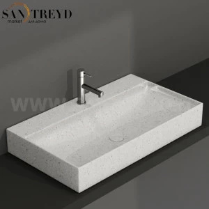 B6R81GG Подвесная раковина настенная прямоугольная Ceramica Globo T-EDGE черная