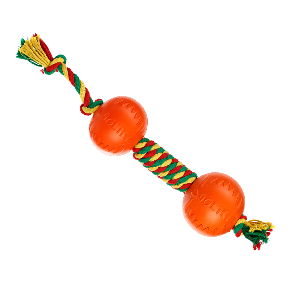 ПР0055330 Игрушка для собак Dental Knot Гантель канатная малая (Красный-желтый-зеленый) DOGLIKE 