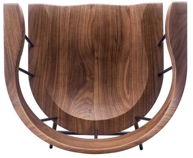 BassamFellows Высокий барный стул из стали и дерева с подлокотниками Spindle Cb-285 - Вид №5