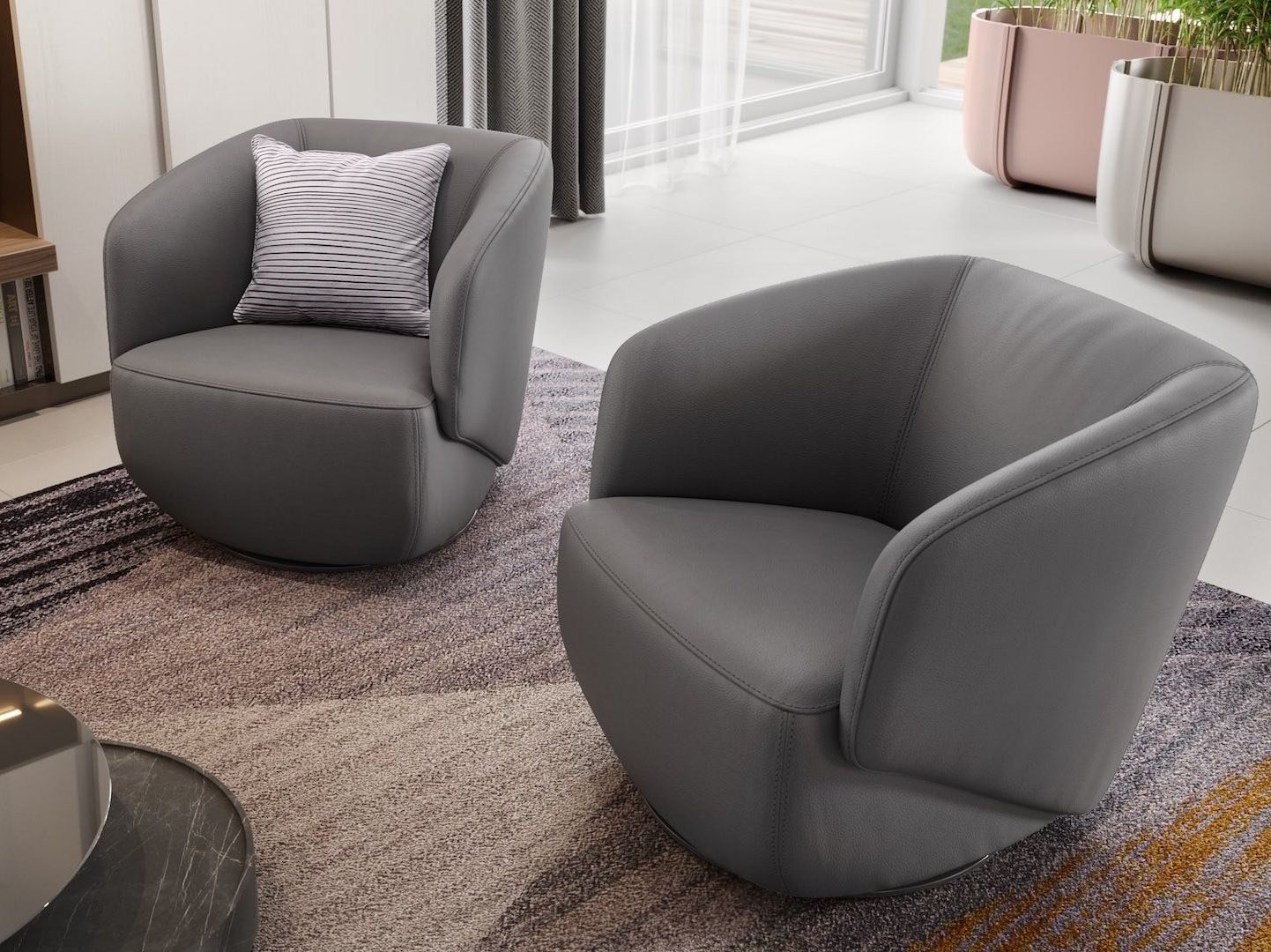 Кожаное вращающееся кресло с подлокотниками Sofanella VIGO ARCH-00074100 - Вид №3