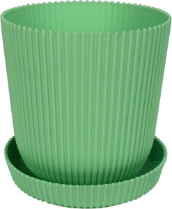 802-1 Горшок д/цветов с поддоном Le Gaufre D=13.5 1.8Л зеленый Цветочная коллекция