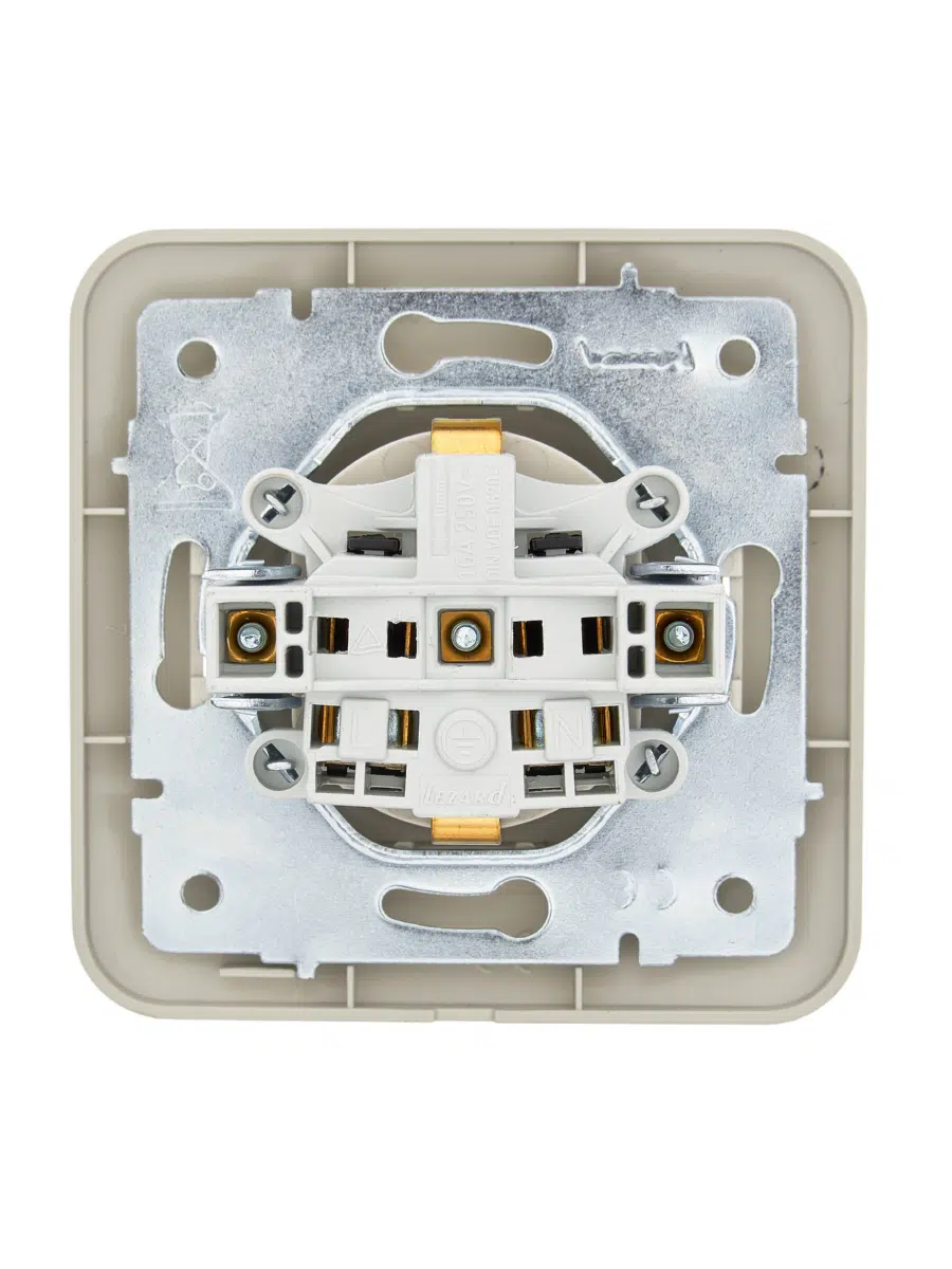 ASTI Розетка с/з с крышкой ПБТ крем LEZARD 7081-0303-123B - Вид №1