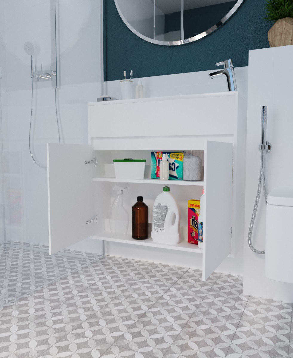 У92325 Тумба с раковиной Stretto 80П 2д. Белый глянец 1 Marka Stretto  - Вид №6