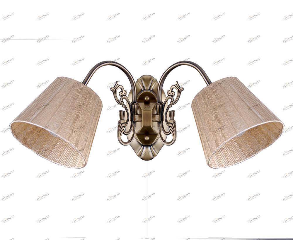 Бра с абажуром на 2 лампы бежевое "Шерил" 10452.02.05.02 SEVEN FIRES ШЕРИЛ 00-3931577 Бежевый;бронза 