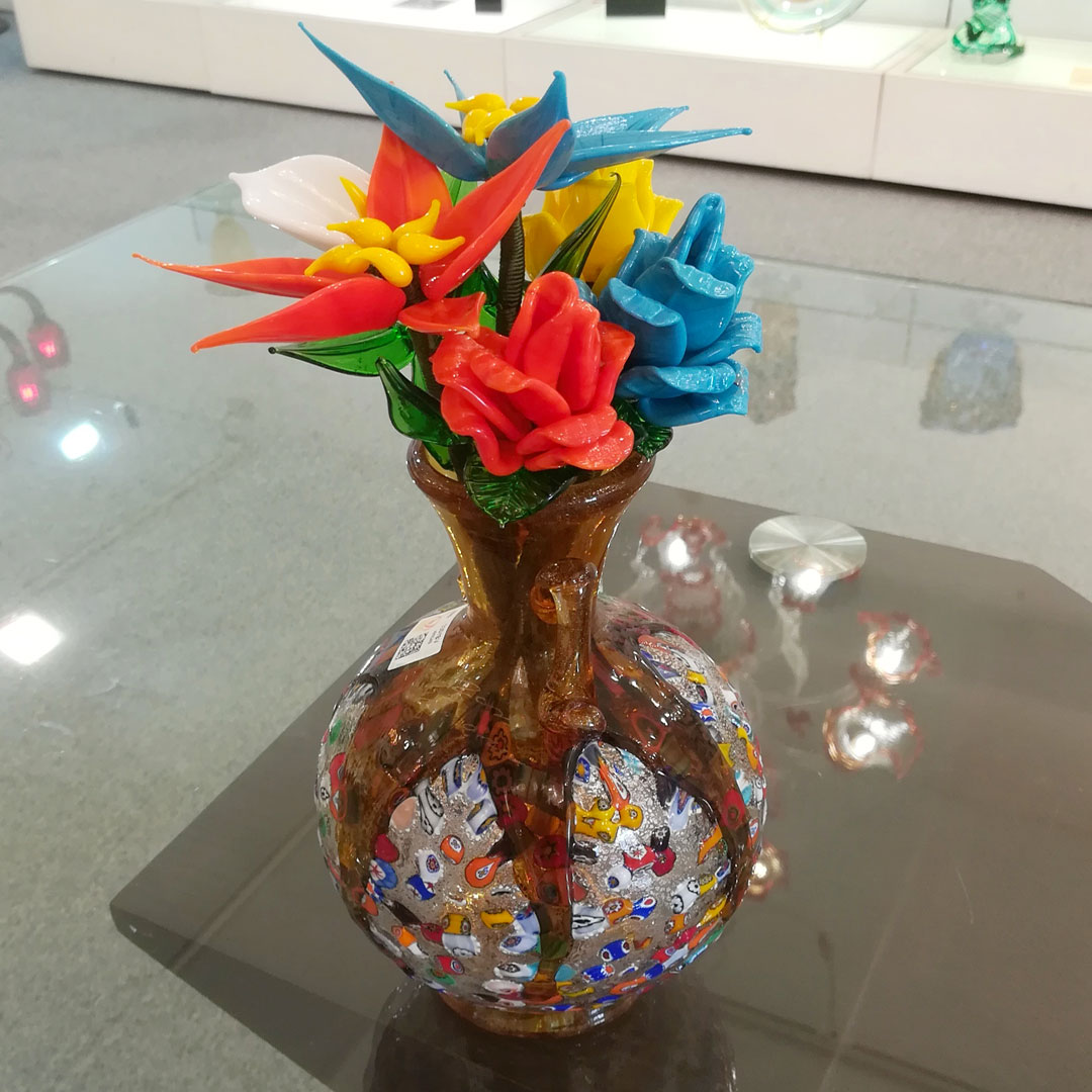 4646 ORIGINALMURANOGLASS Декоративная красная роза - муранское стекло OMG 15 см  - Вид №1