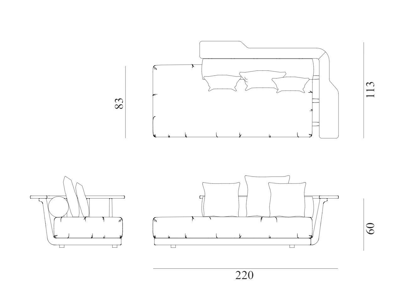 Секционный садовый диван из ткани и красного дерева Exteta Sunset ARCH-00103597 - Вид №22
