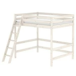 Кровать Flexa Classic высокая односпальная двухъярусная с наклонной лестницей, белая, 200 см