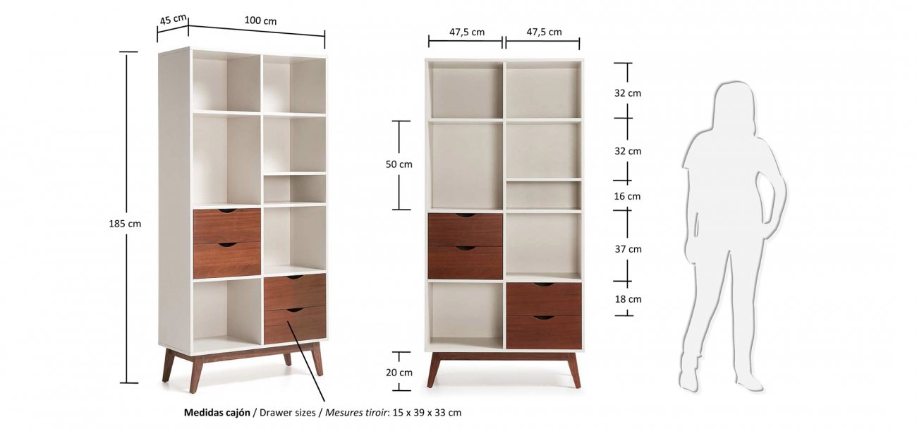 Книжный шкаф серый Nut LA FORMA  149956 Бежевый  - Вид №1
