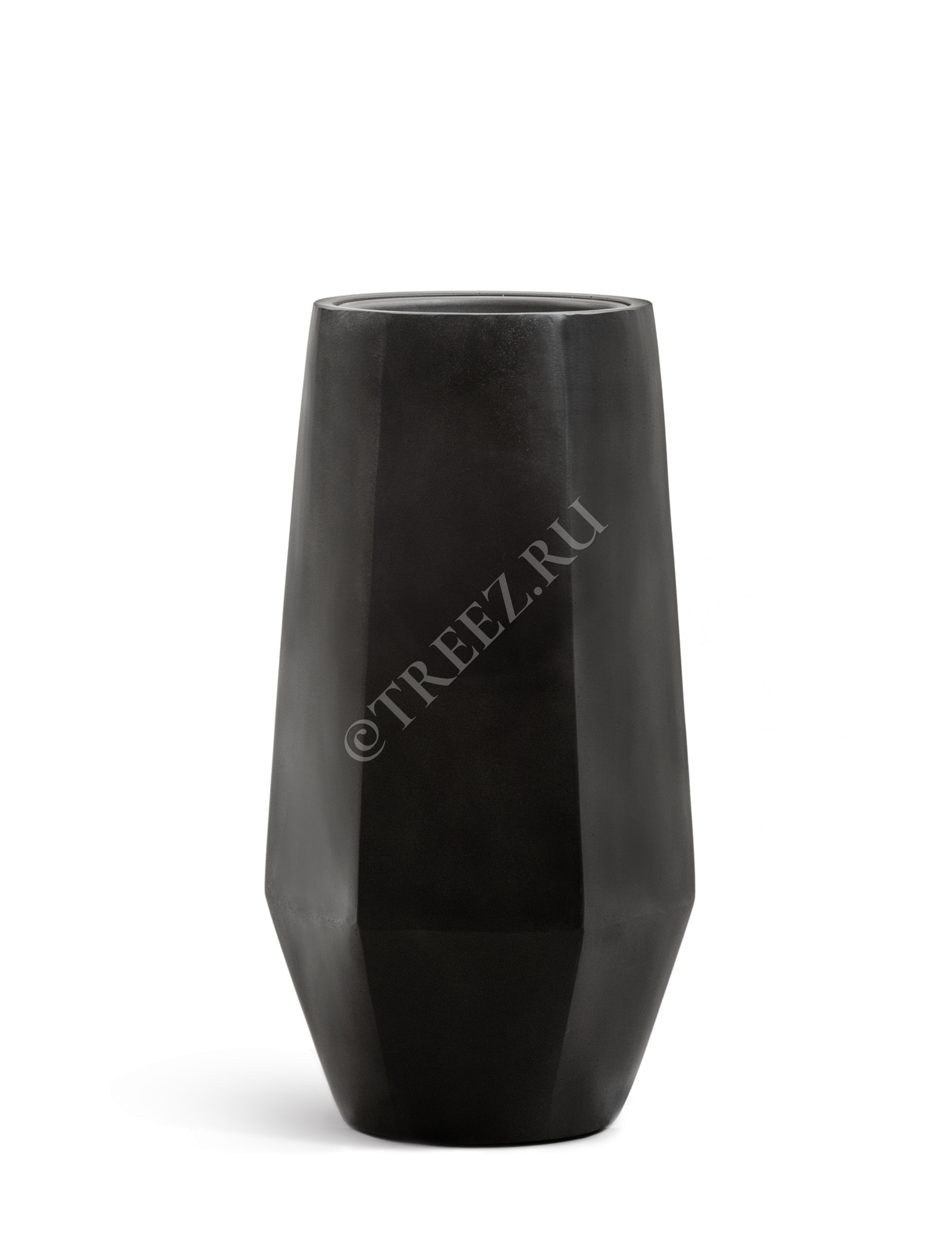 41.3321-08-048-BLCK-097 Кашпо  Effectory - серия Crystal - Высокий многогранник - Антрацит Цветочная коллекция  - Вид №2