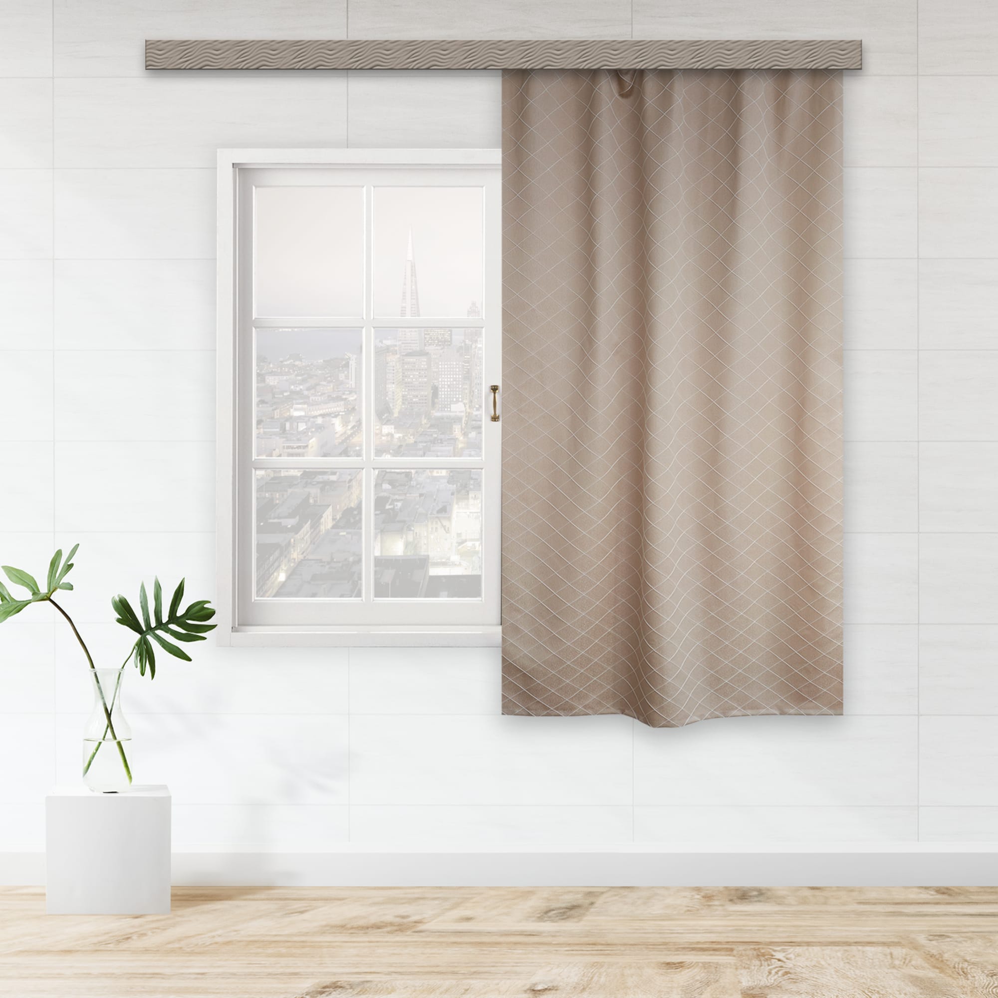 86115670 Штора на ленте для кухни "Жак Ромб" 135x180 см цвет золотой Santreyd  - Вид №5