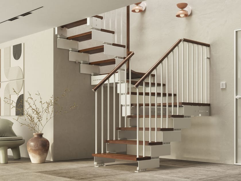 Модульная лестница из бука и стали Scrigno EVO ARCH-00023503