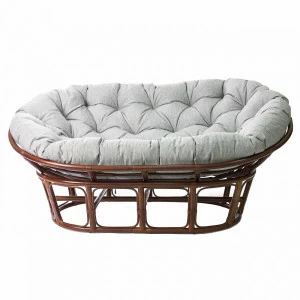 Диван трехместный из ротанга с подушкой коньяк Mamasun IMPEX  00-3885595 Коричневый;серый