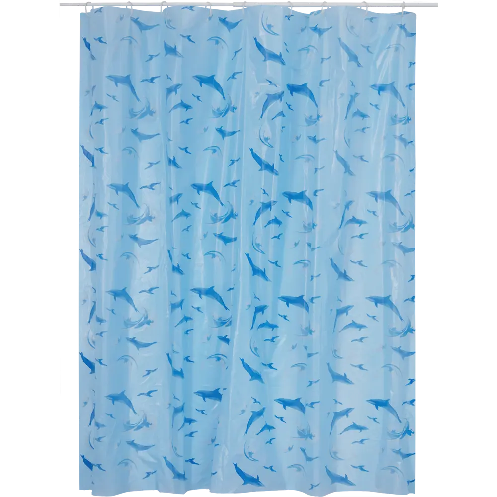 Штора для ванной комнаты «Дельфины» 180х180 см цвет голубой V-LINE STLM-2001016 - Вид №1