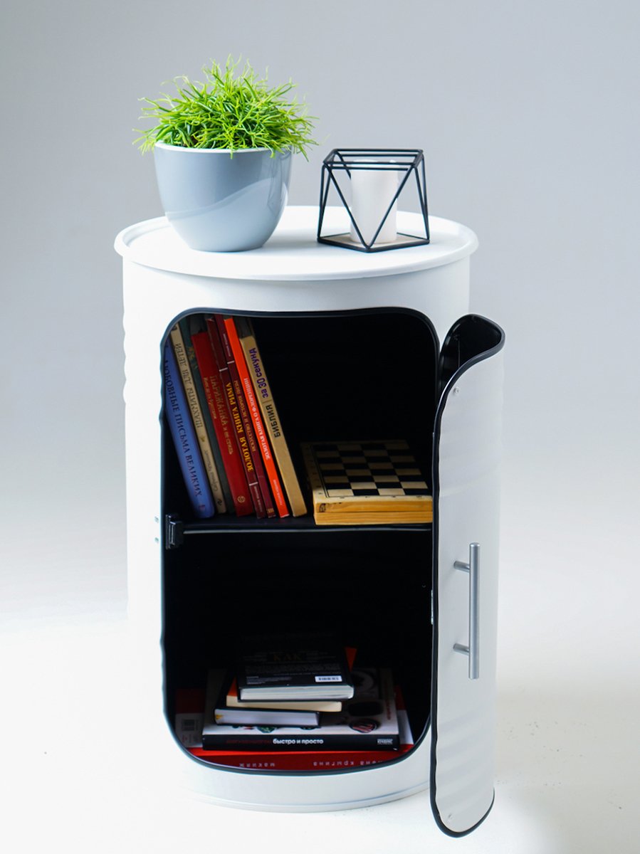 Бочка-шкаф декоративная металлическая белая Pro White STARBARREL  00-3895253 Белый  - Вид №5