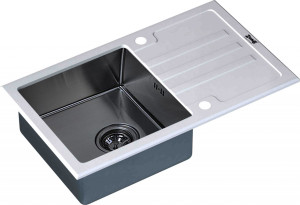 Мойка кухонная ZorG Inox Glass GL-7851-WHITE-GRAFIT из нержавеющей стали и стекла, графит/белый