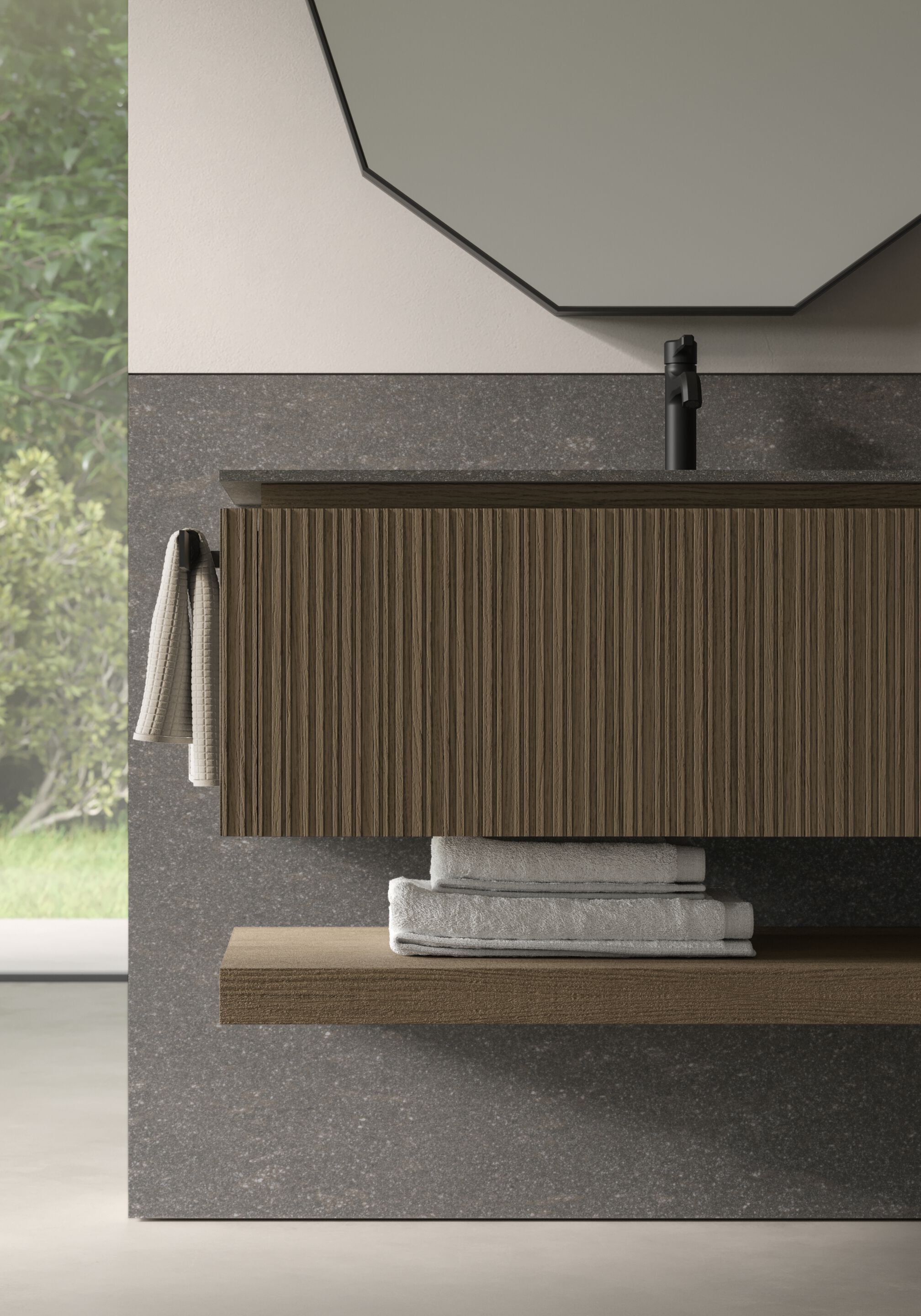 Подвесной шкаф для умывальника из дуба со встроенной раковиной Ideagroup ViaCondotti ARCH-00152912 - Вид №1