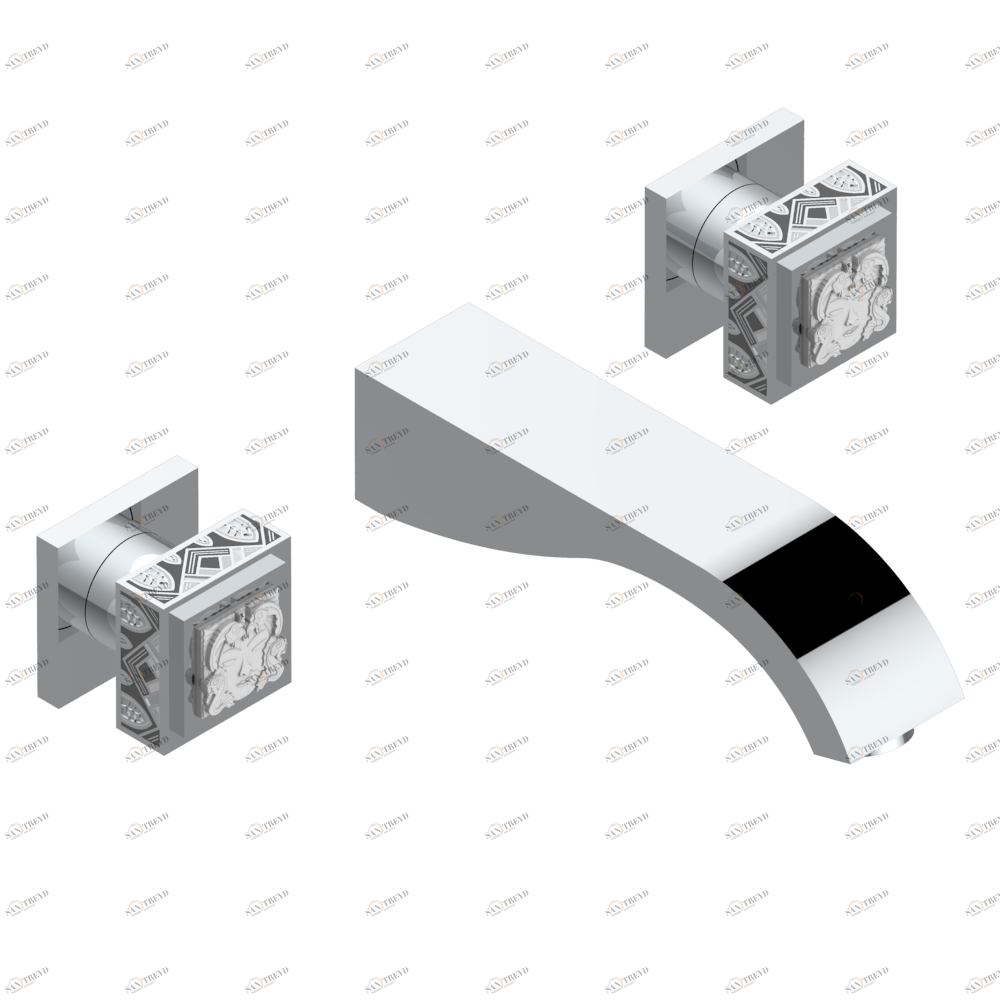 A2R-40GB Внешняя часть смесителя встраиваемого в стену для раковины на три отверстия с изливом ГОЛИАФ Thg-paris Masque de Femme, lunaire Хром A2R 40GB A02 CAT.A