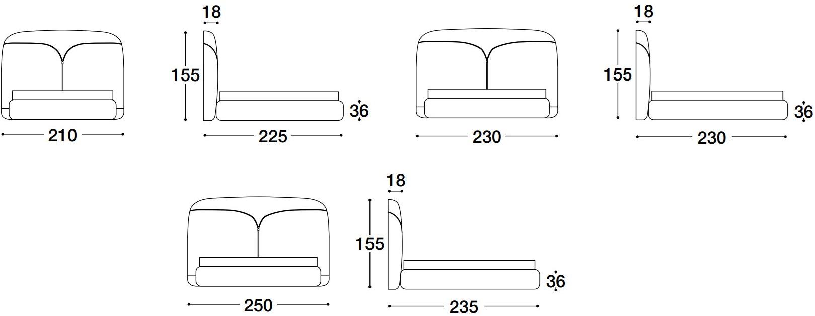 VOLPI Кровать двуспальная с обивкой и высоким изголовьем Luigi volpi Lv-86001 - Вид №2