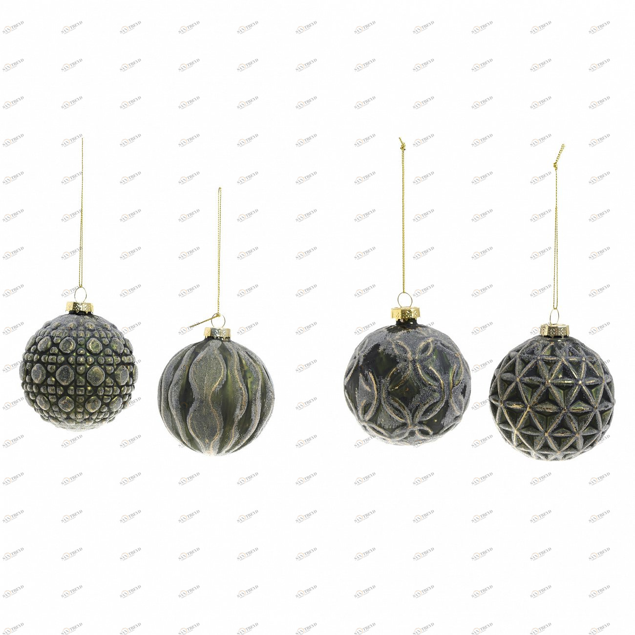 Набор елочных игрушек "Шары черные", 4 штуки TO4ROOMS НОВОГОДНИЙ ДЕКОР 00-3831206 Черный 