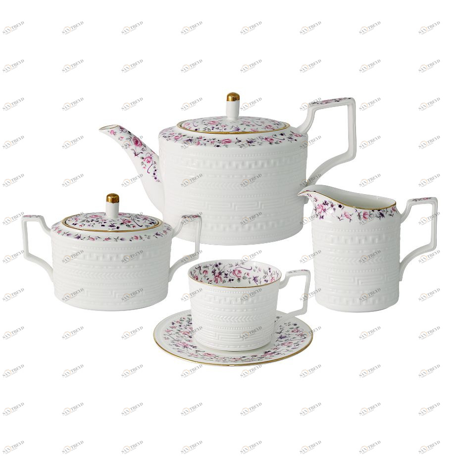 Сервиз чайный фарфоровый белый из 15 предметов, на 6 персон "Стиль" COLOMBO СТИЛЬ 00-3946899 Белый