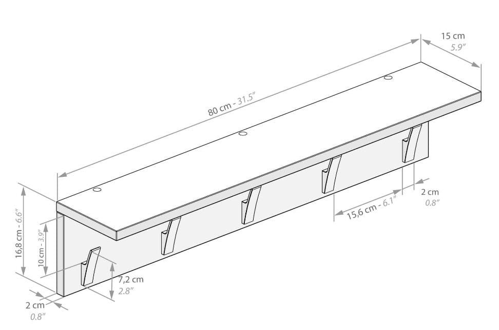 Меламиновая настенная вешалка Mobili Fiver Rachele ARCH-00060466 - Вид №24
