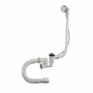 Сифон для ванны 1 1/2 40 регулир., п/а, с переливом и гиб.тр. 40/50 А-27089 (О) А-27089