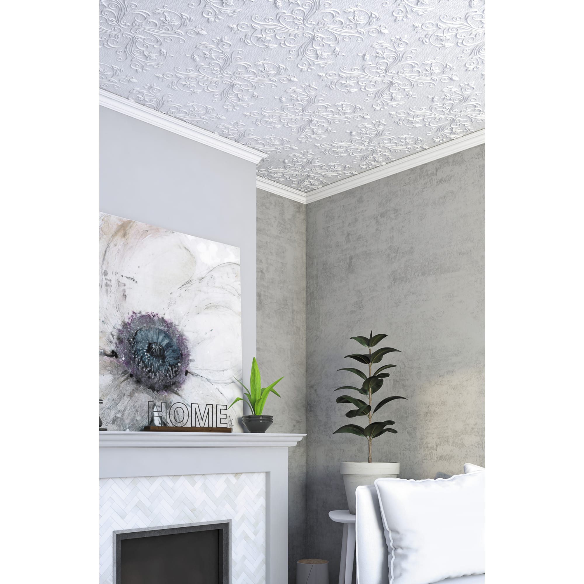 17095561 Плитка потолочная бесшовная полистирол белая Формат Ренессанс 50 x 50 см 2 м² Santreyd  - Вид №3