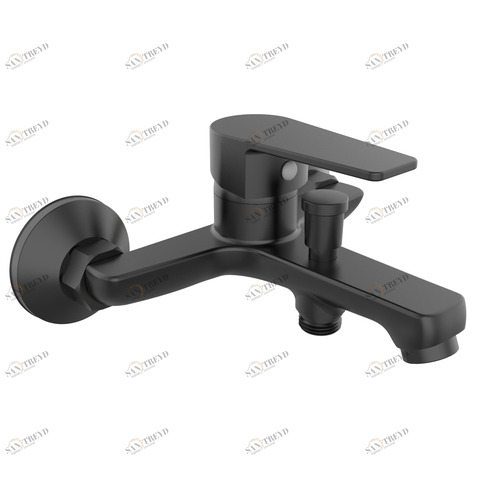 Orange Loop M26-100B однозахватный ванно/душевой смеситель с душевыми аксесуарами (шланг, лейка, держатель). Цвет: чёрный прозрачный sun-id-1517281