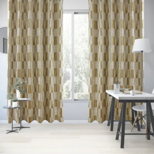 Штора на ленте Inspire Burgos 200x280 см цвет серо-желтый