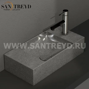 B6R52PG Подвесная раковина настенная прямоугольная Ceramica Globo T-EDGE серая