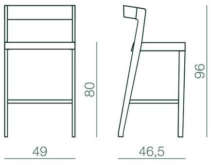 Bedont Высокий табурет из ясеня со спинкой Drive B54 802s - Вид №5