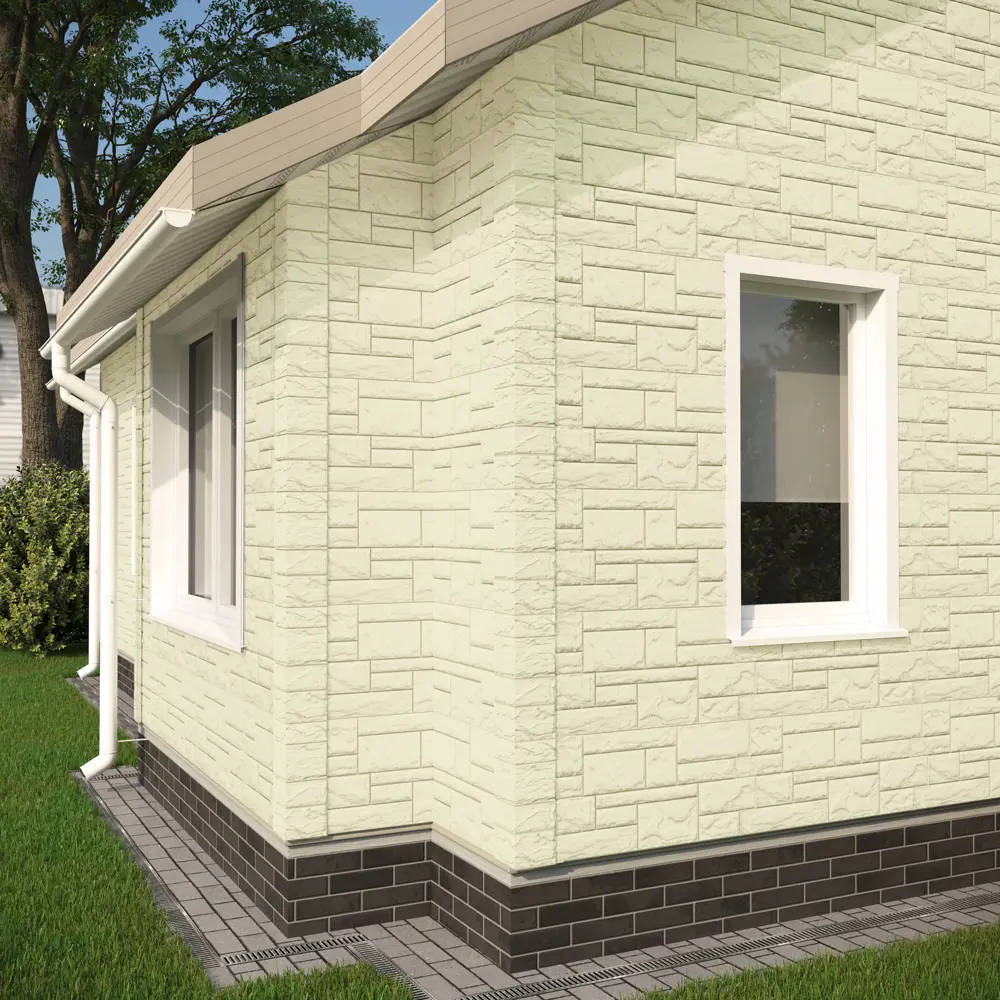 Фасадная панель Docke Dacha слоистый камень 930x406 мм светло-желтый 0.38 м² 85295531 STLM-2210962 DÖCKE  - Вид №1