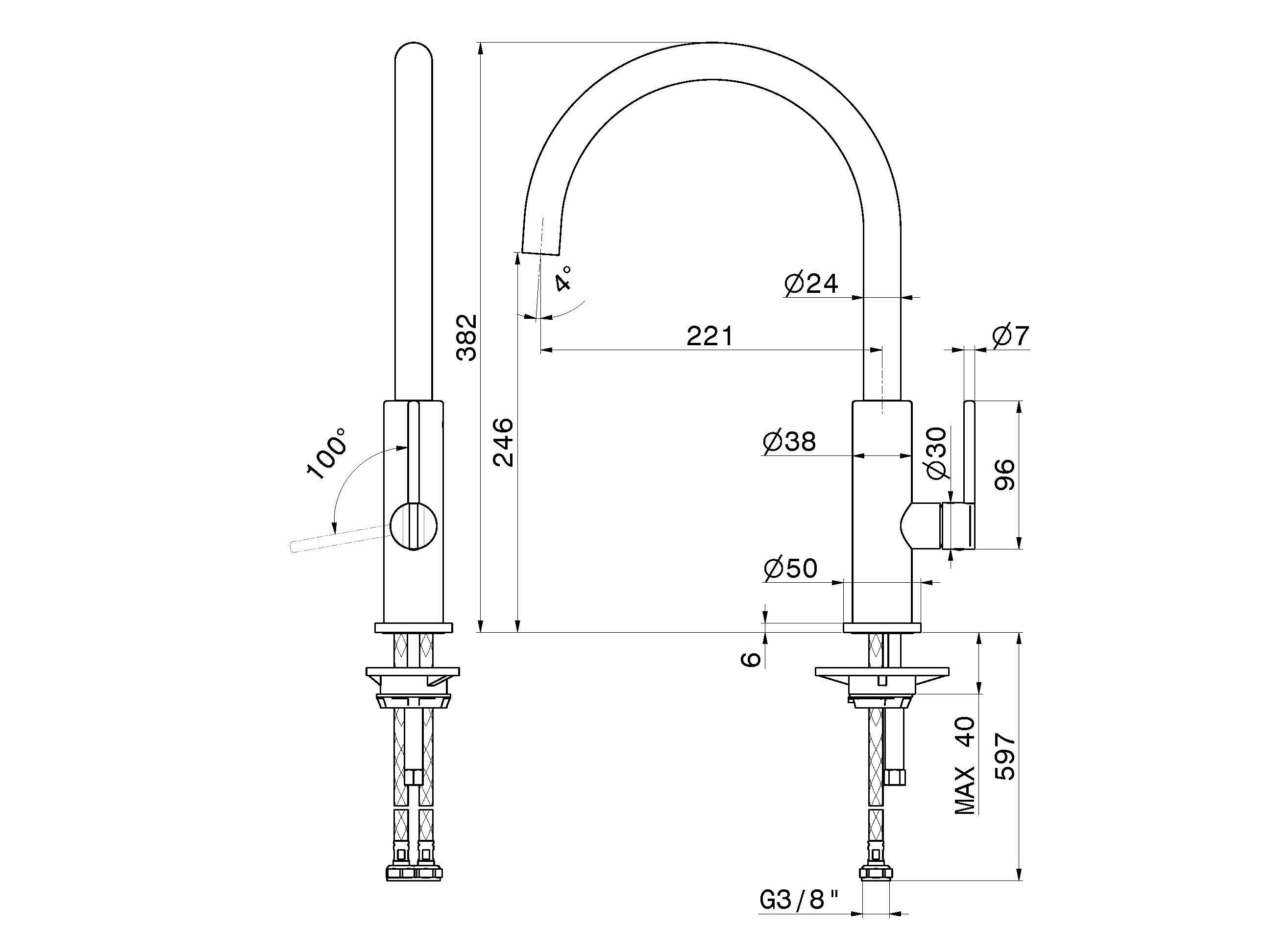 Однорычажный смеситель для кухни с ручным душем Newform KONBU ARCH-00129426 - Вид №3