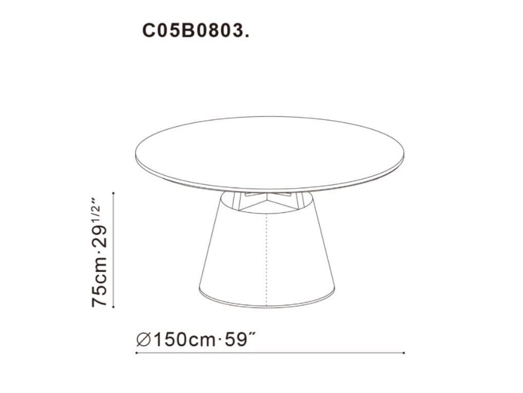 Круглый стол с мраморной столешницей и основанием из искусственной кожи CAMERICH UNITY ARCH-00084522 - Вид №3