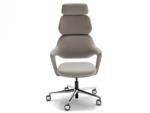 5-спицевое кожаное вращающееся офисное кресло с подлокотниками