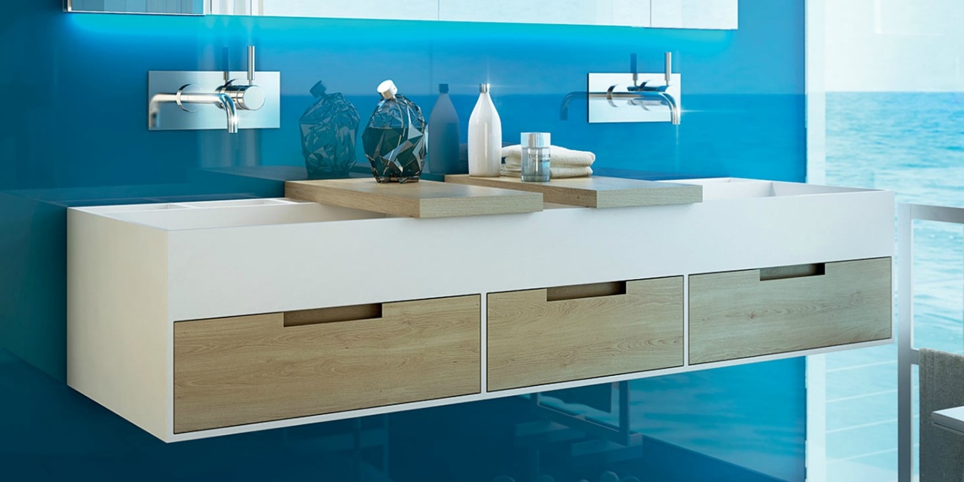 Moma Design Раковина Canasta Box 3 двойная интегрированная с тумбой 1800 белая LCN07180 - Вид №3