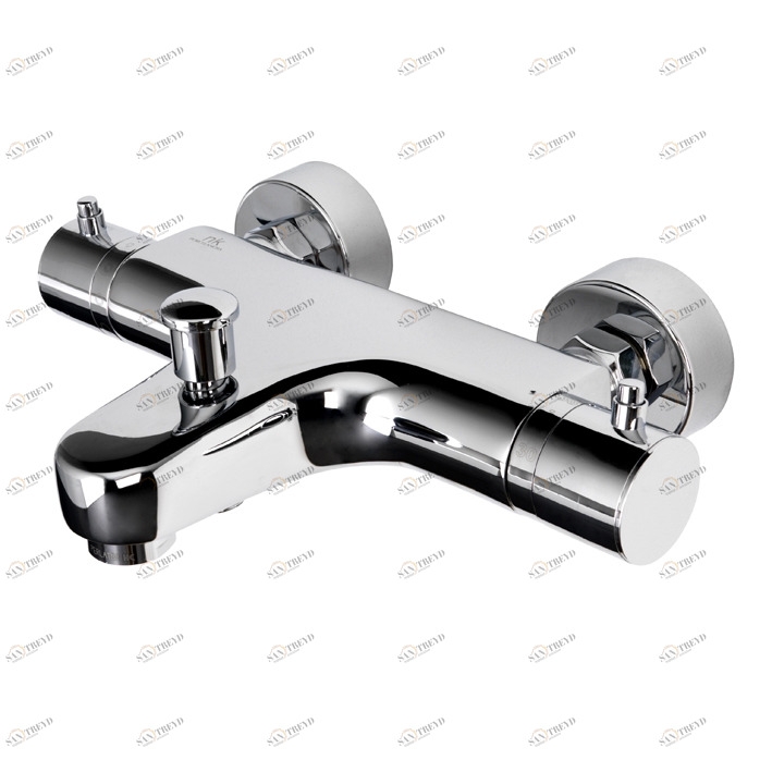 BASIC - Настенный термостатический смеситель для душа для ванны 1/2 '' с восковым термостатическим элементом. Автоматический переключатель. Аэратор "Плюс". Встроенный обратный клапан. Остановка безопасности при 38ºC. Расход бани 20,5 л / мин. и душ 19,5 л Noken 100059721