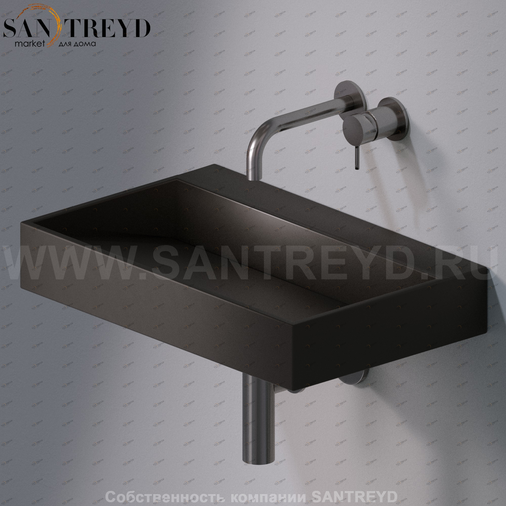 L010T1RPV4.105 Подвесная раковина настенная прямоугольная A. e T. Italia P35 черная AeT ITALIA