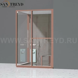 Effegibi H MEDIUM LO81030005 Комбинированная баня: хаммам и душ. Установка: в правый угол. Правая дверь. Мощность: 3 кВт макс. Размеры: длина 152 см, ширина 102 см. Отделка: матовый лакированный коричневый аллюминий и темный ламинат из керамогранита.