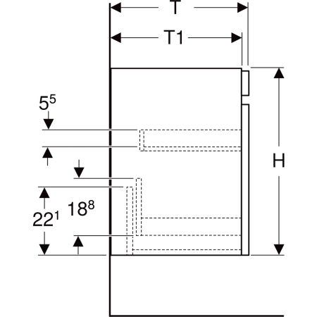 501.905.JR.1 Шкафчик для раковины Geberit Renova Plan, с одним выдвижным ящиком и одним внутренним выдвижным ящиком Geberit  - Вид №4
