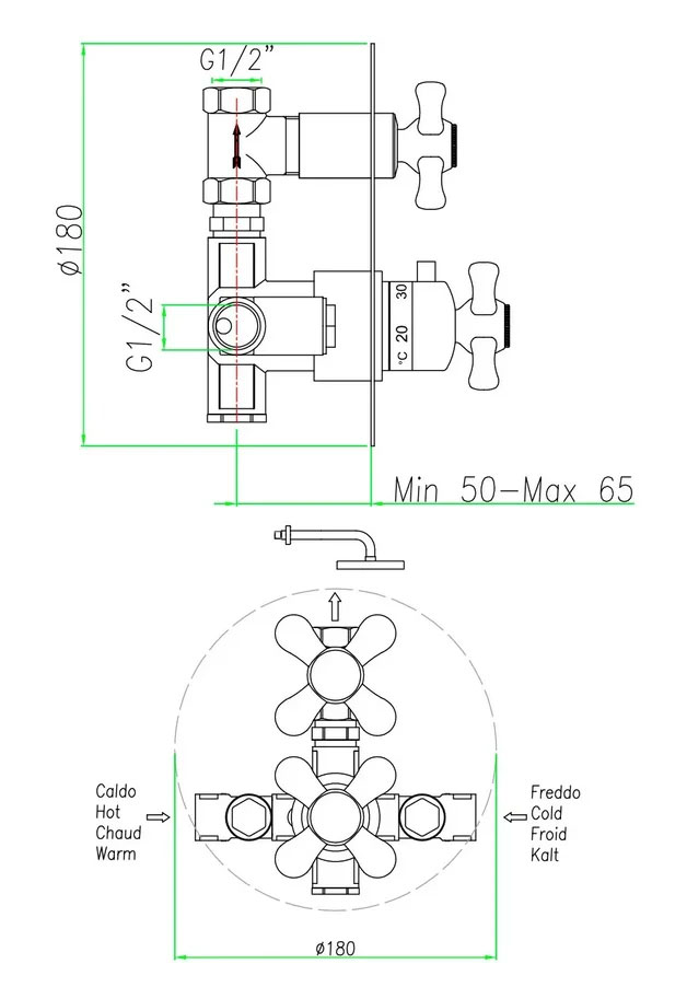 AM970901017 Смеситель для душа , хром-золото Webert Armony - Вид №1