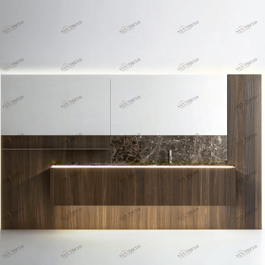 Комбинация ванной комнаты P106 в отделке NEXT 110 Marmo Emperador/Rovere Termocotto MILLDUE PURO PURO106