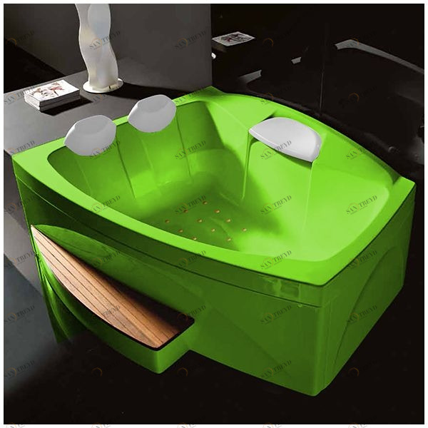Ванна GRUPPO TREESSE Matrix Slim V763C-SZ большая с подголовником глубокая с аэромассажем салатовая с золотой фурнитурой STAV763CSZ