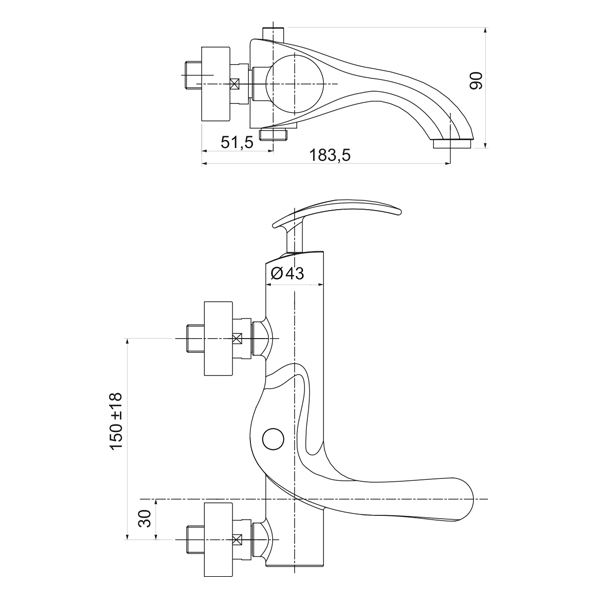 35-05P EPSILON  Смеситель для ванны  ARGO kran  - Вид №1