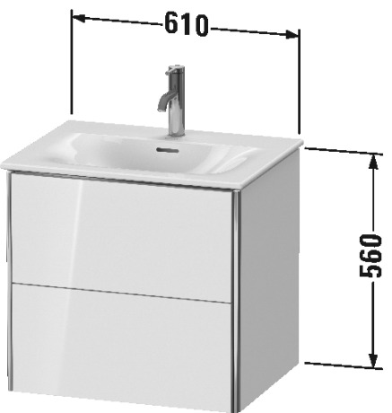 XS432204949 Тумбочка подвесная XSquare #XS4322 610 x 478 мм Графит матовый, декор Duravit - Вид №1