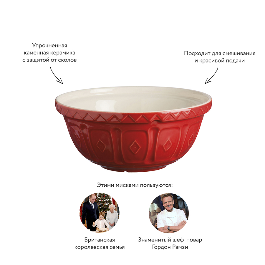2001.961 Миска для смешивания colour mix, D26 см, 2,7 л, красная Mason Cash  - Вид №6