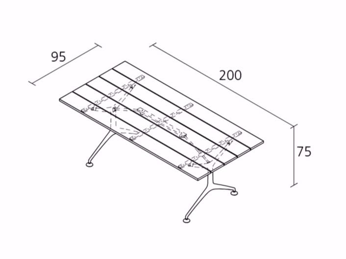 Алюминиевый и деревянный складной прямоугольный садовый стол Alias Tech Wood ARCH-00124842 - Вид №3