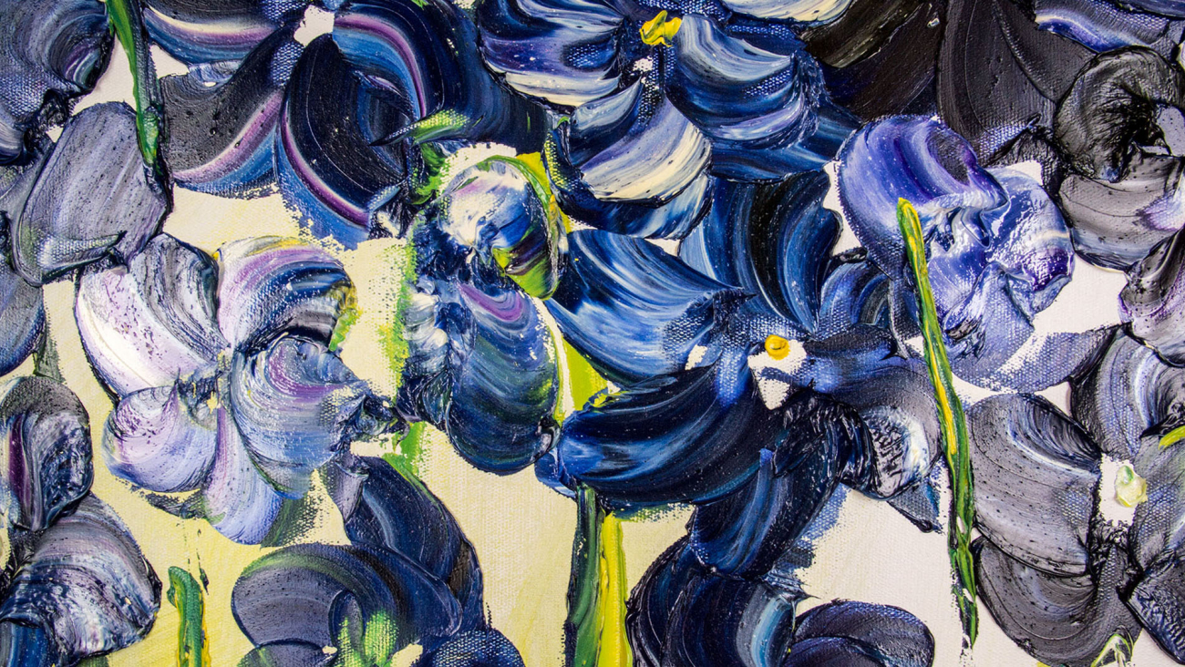 Картина на холсте 100х100 см "Синие орхидеи" EVENHOME КАРТИНЫ МАСЛОМ 130025 Бежевый;зеленый;синий;разноцветный  - Вид №3