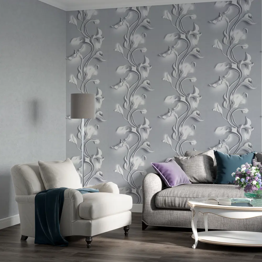 Обои флизелиновые Palitra Home Barelief серые 1.06 м HC72276-14 STLM-2149010 - Вид №4